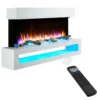 Fenwick wall mounted electric fire with white mantel, realistic amber flame effect and remote control