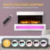Fenwick wall mounted electric fire with 13 LED mood lighting colour options and crystal fuel bed.