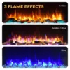 unswick electric fire displaying three flame effects: amber, amber blue mix, and blue.