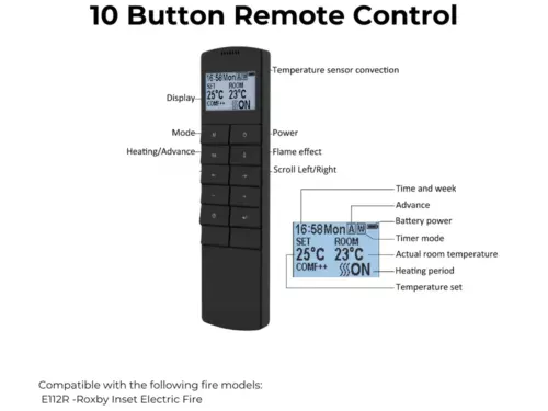 10 Button Electric Fire Remote Control