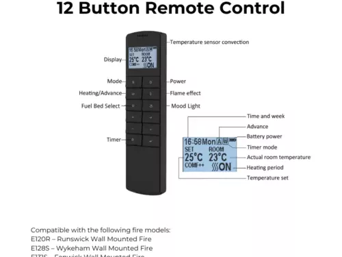12 Button Electric Fire Remote Control