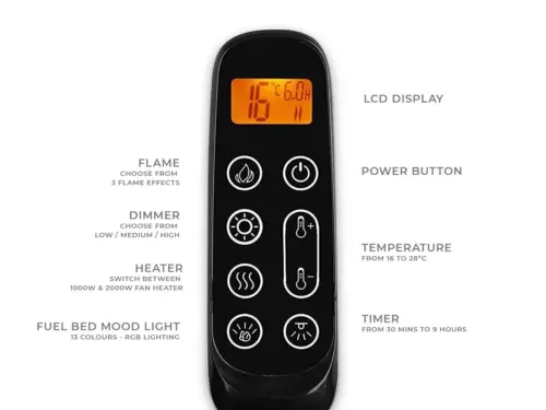 Electric Fire Remote Control - 8 Button