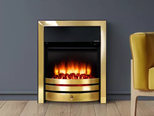 Refurbished Roxby Electric Fire In Brass