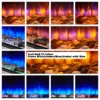 Electric fire flame and fuel bed display with 13 LED colour options and three flame effects: amber, blue, and amber with blue