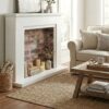 Farlington white mantel with rustic back panel