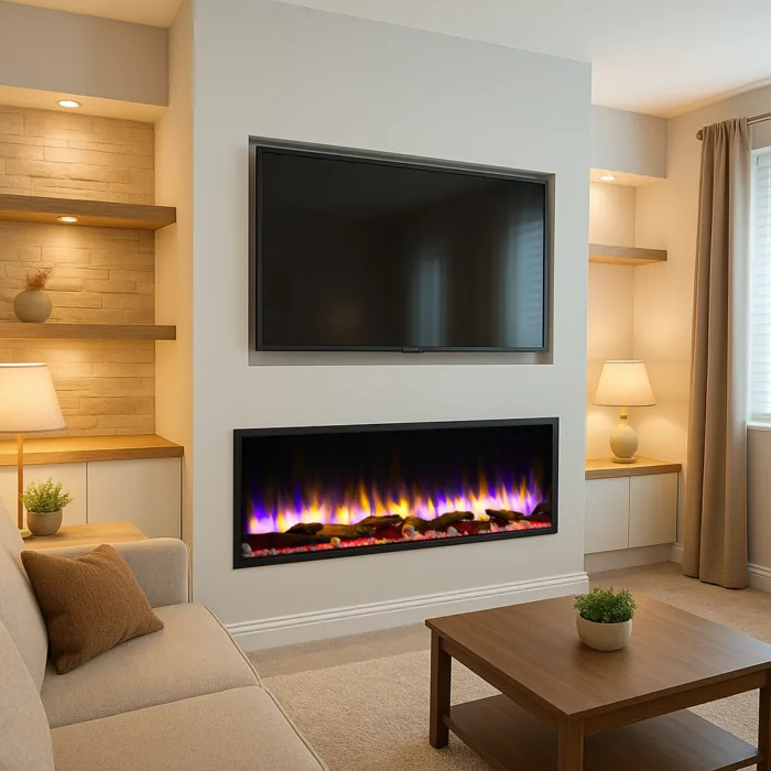 48 inch media wall electric fire