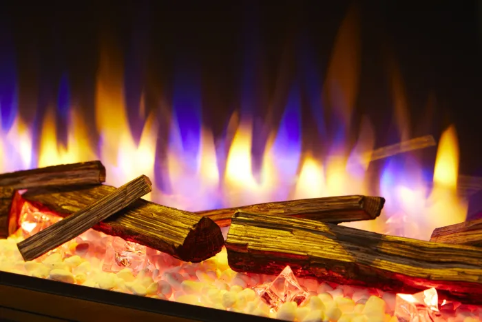 real wood for the media wall fireplace